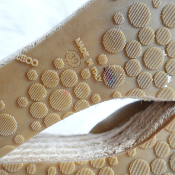 Jimmy Choo Tan Sparkly Gold Espadrille Platform Sandals - Picture 16 of 16